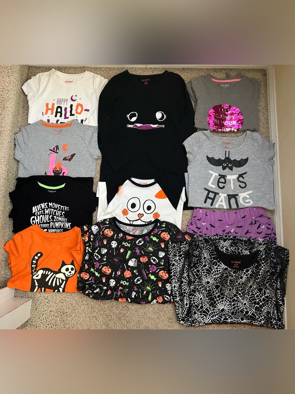 Cat & Jack Girls M Medium 7/8 Halloween dresses, shirts, pajamas, sweatshirt lot